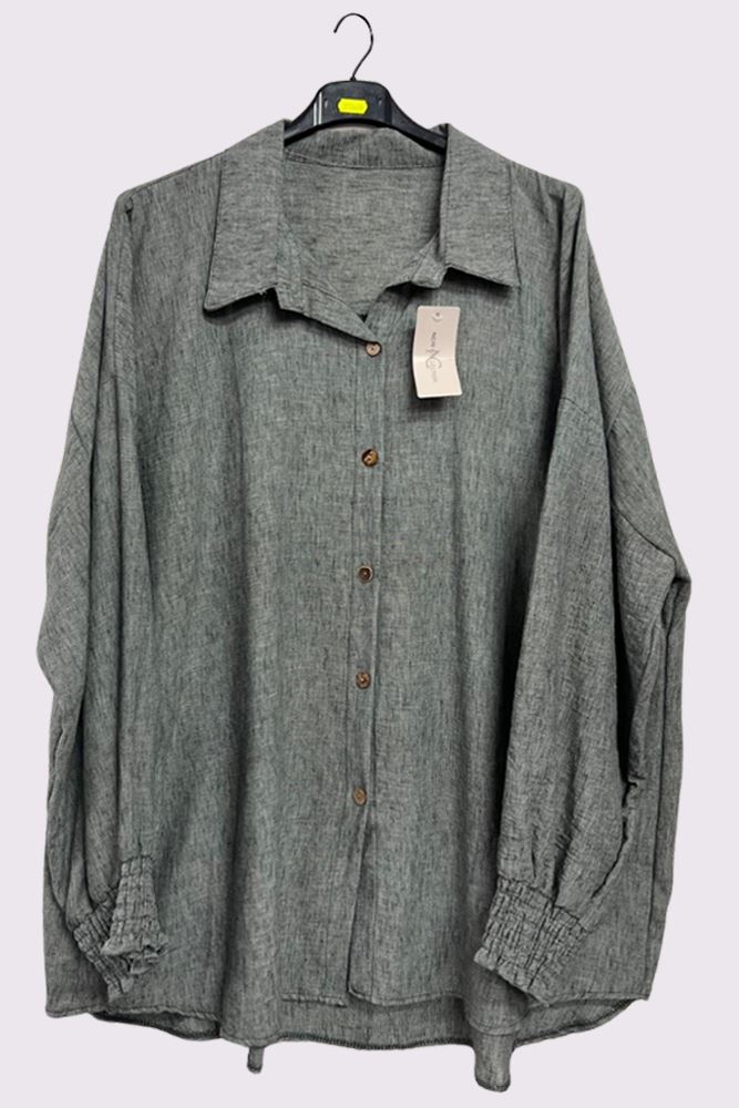 Plain Textured Button Closing Shirt