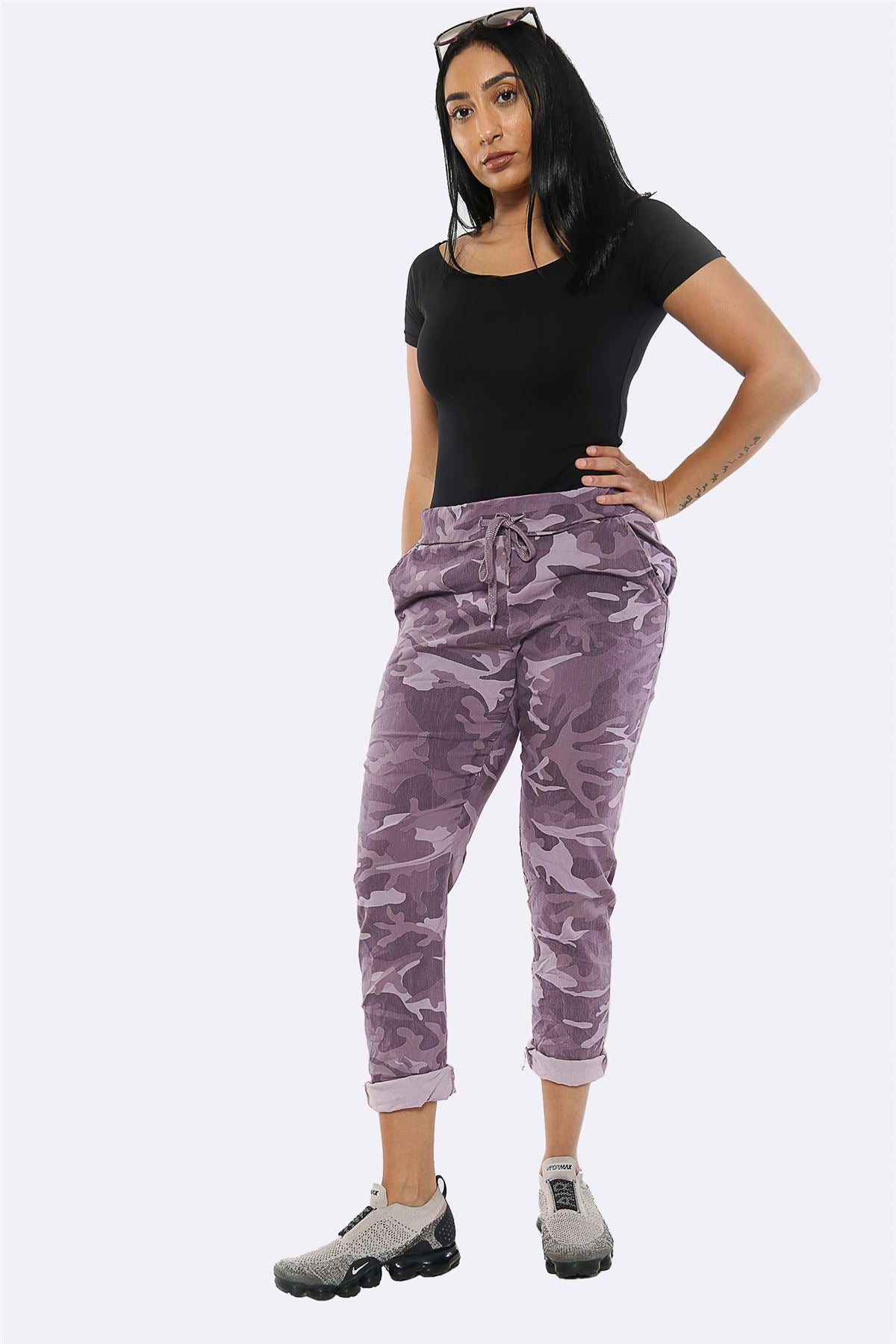 Camouflage Glitter Drawstring Trouser