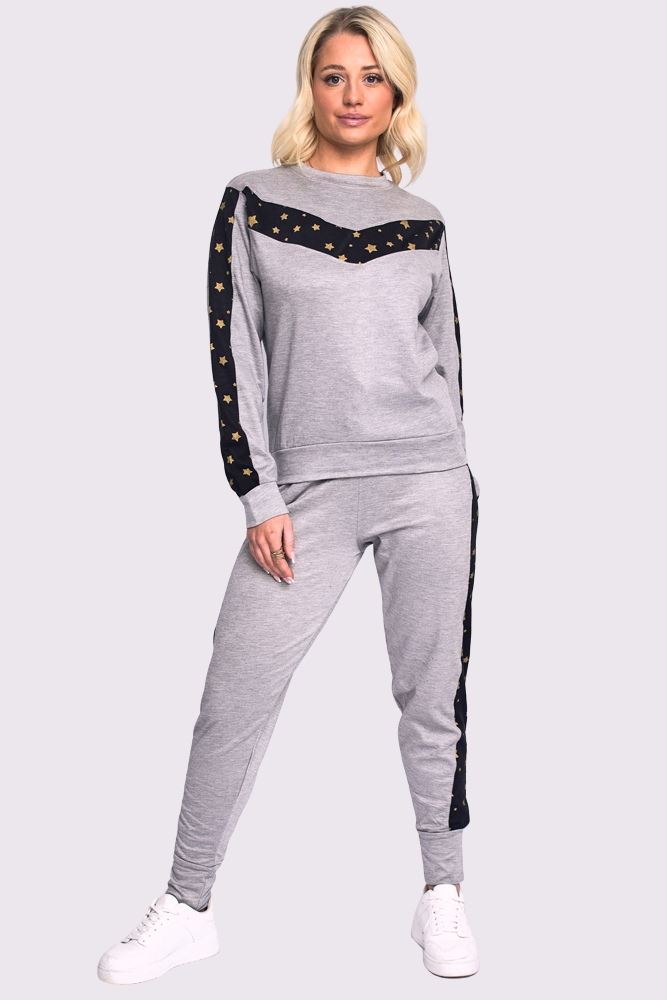 Star Print Side Panel Loungwear Tracksuit