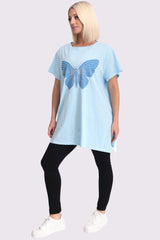 Diamante Butterfly Pattern Cotton Top