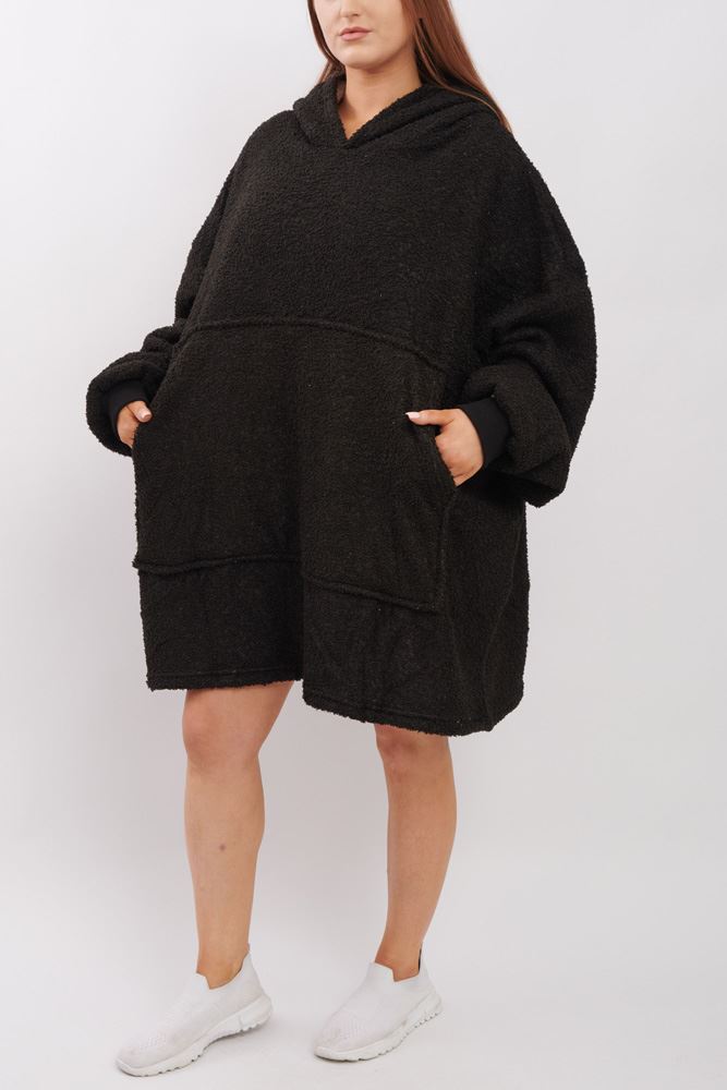 Plain Soft Feel Pocket Blanket Hoody