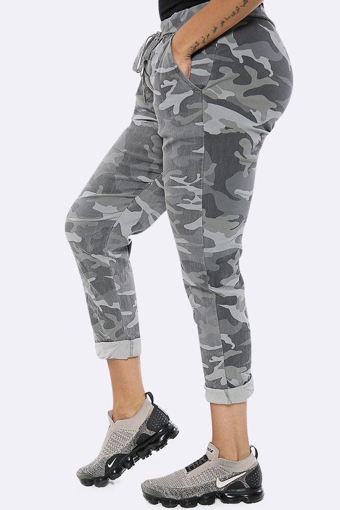 Camouflage Glitter Drawstring Trouser