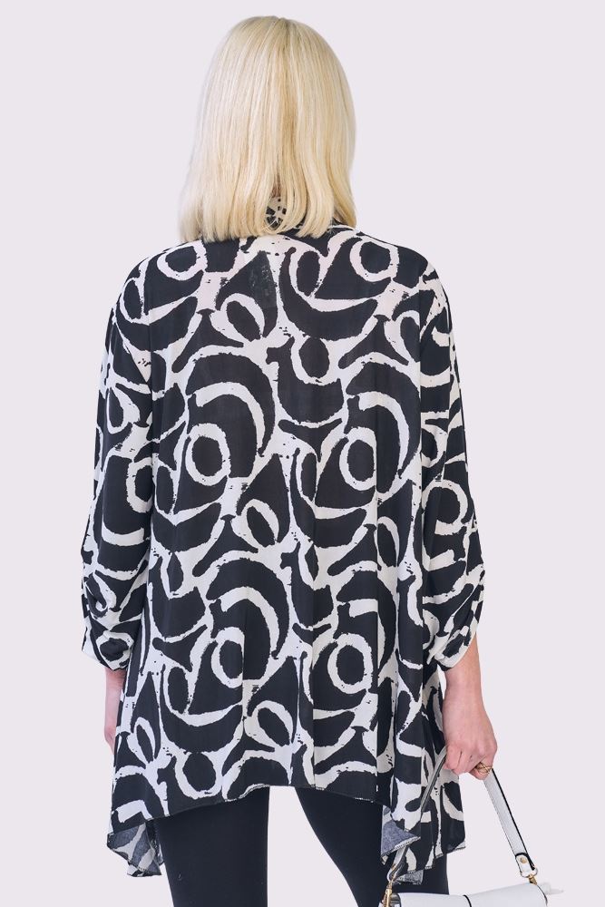 Abstract Multi Print Open Front Cardigan