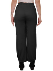 Plain Ribbed Wide Leg Drawstring Trousers