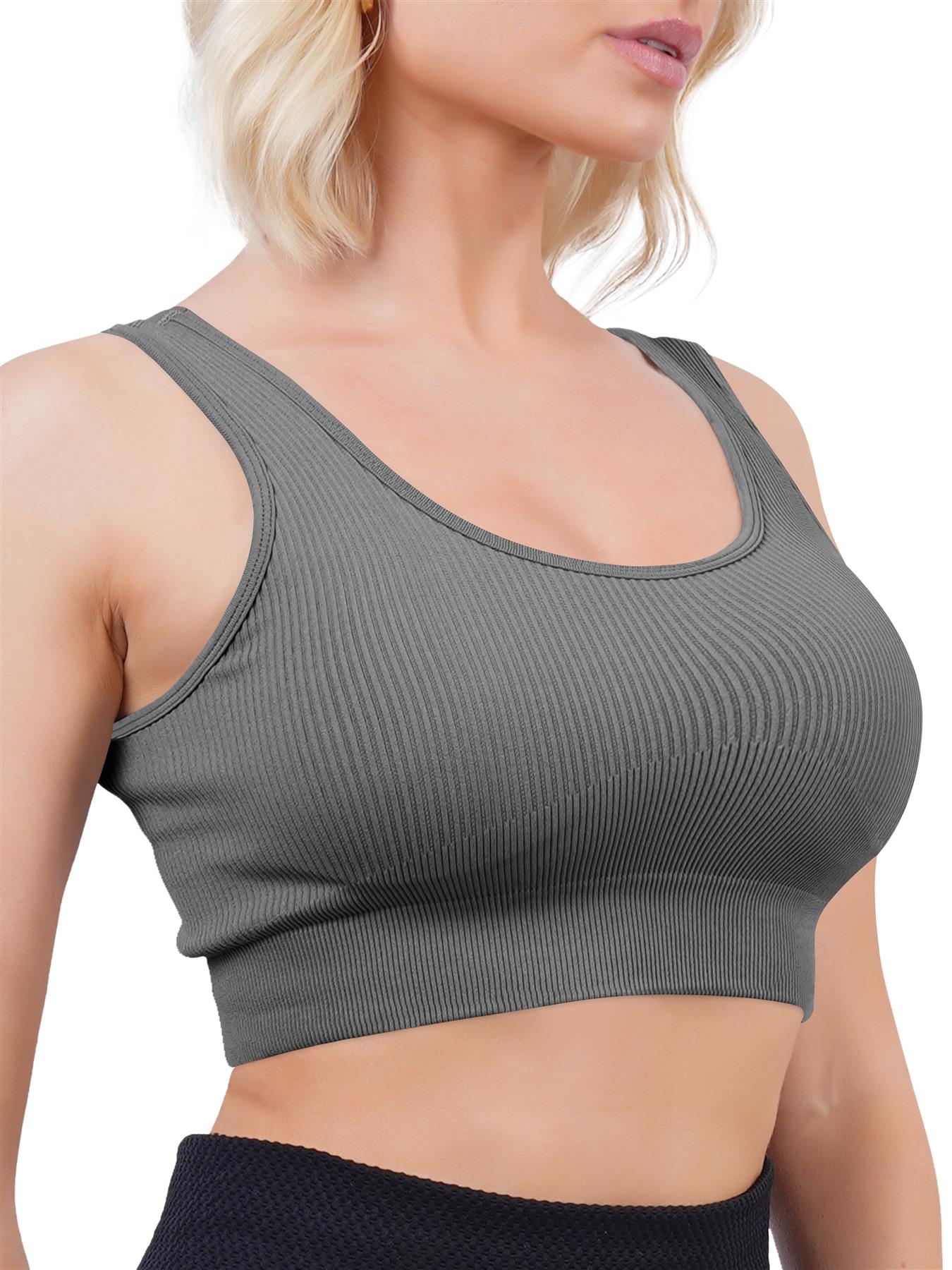 Plain Seamless Ribbed Gym Bra