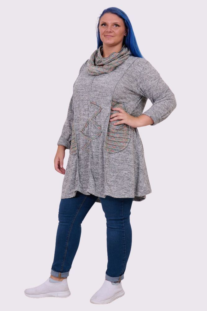 Multi-Colour Zig Zag Scarf Tunic Top