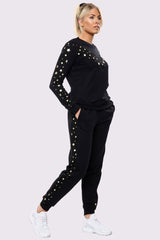 Star Print Side Panel Loungwear Tracksuit