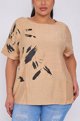 Brush Stroke Print Cotton Top