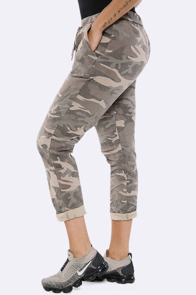 Camouflage Glitter Drawstring Trouser