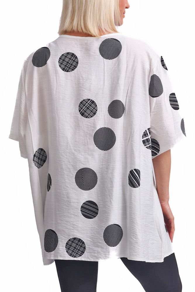 Polka Dot Print Slit Cotton Top