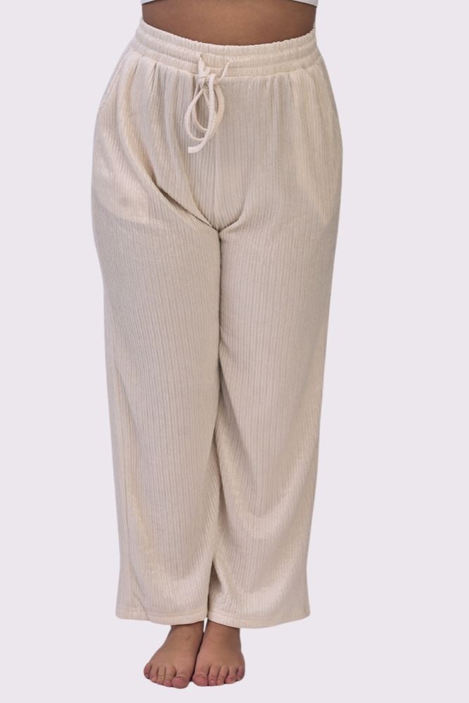 Plain Drawstring Waistband Wide Leg Trousers