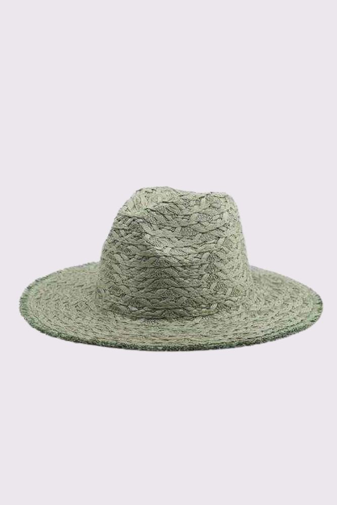 Wide Brim Straw Fedora Hat