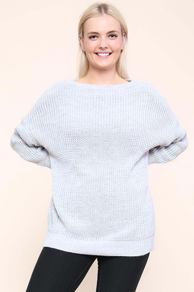 Italian Knitted Gathered Waist & Cuff Jumper