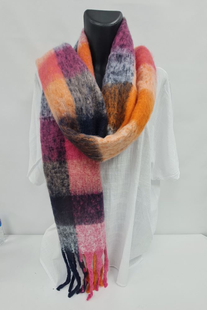 Check Print Soft Feel Tassel Scarves