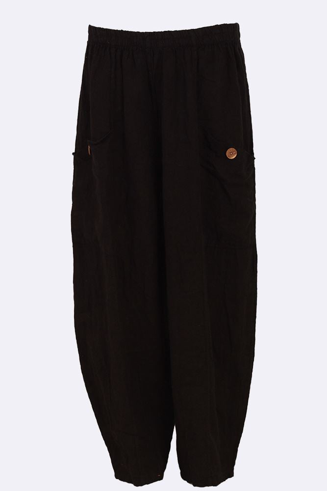 Linen Wide Leg Pocket Trousers