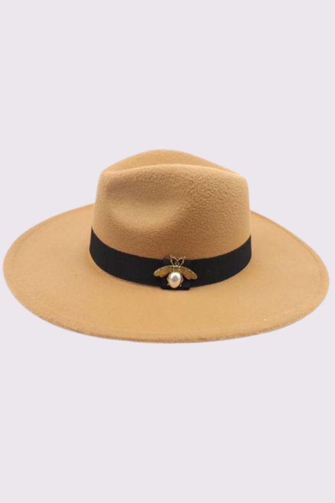 Gold Bee Detail Ribbon Band Hat