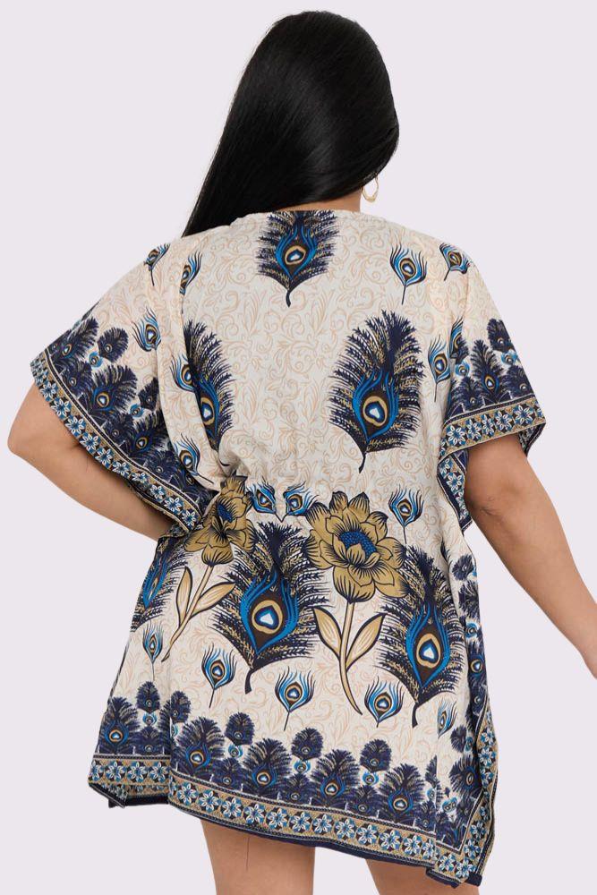 Peacock Feather Print Kaftan