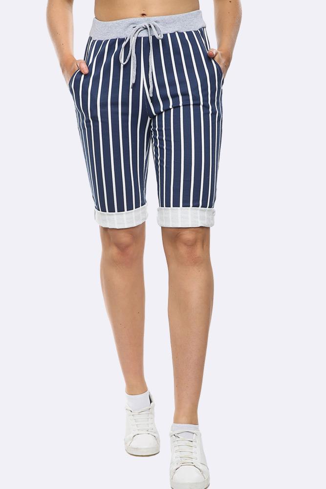 Italian Stripe Drawstring 3/4 Trouser