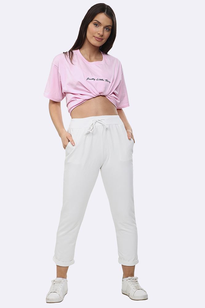 Lily-rose Italian Plain Drawstring Pocket Trousers