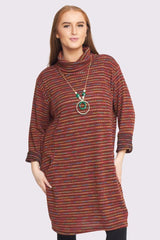 Multicoloured Stripes Front Pockets Dress