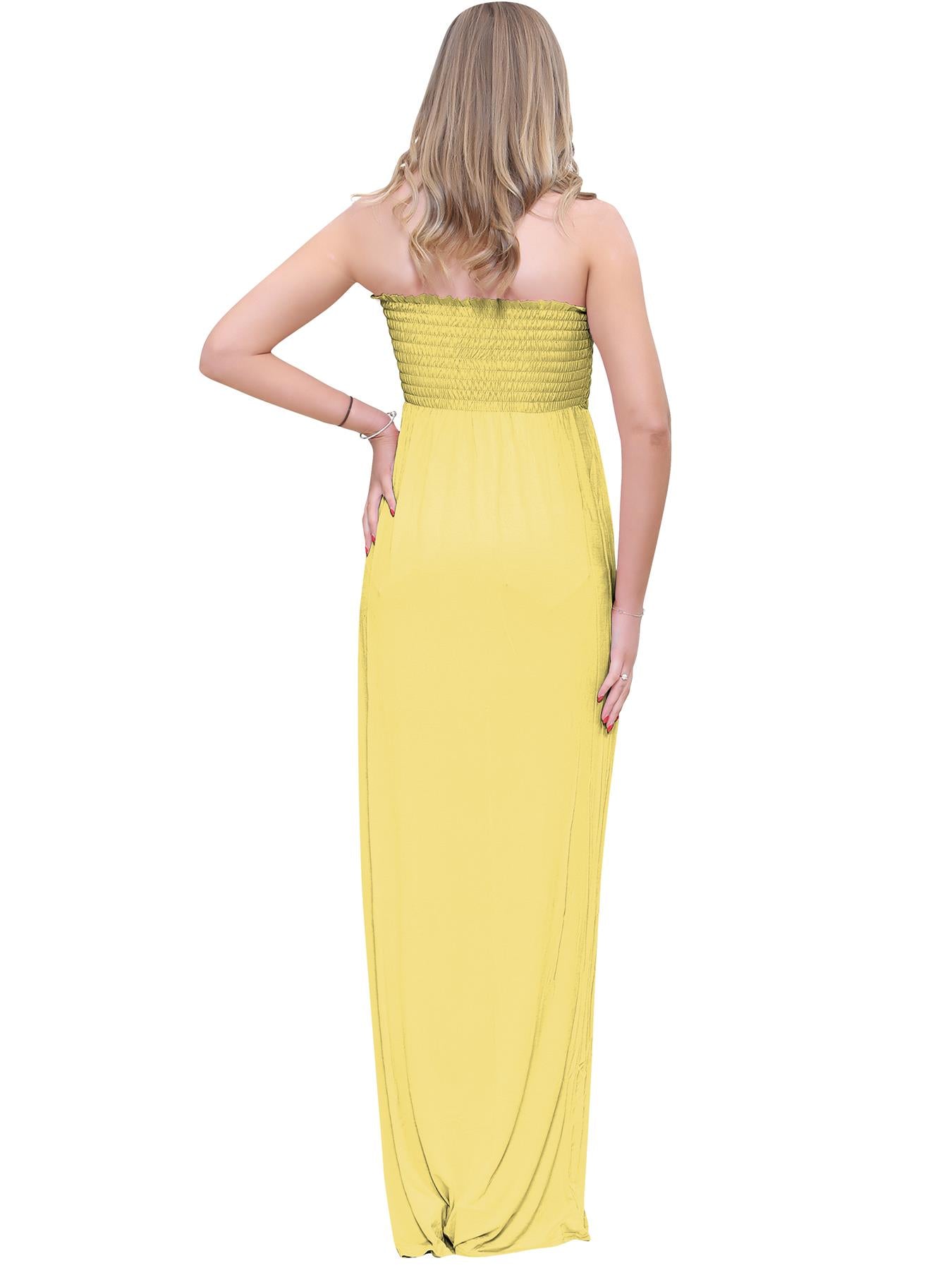 Plain Strapless Sheering Maxi Dress