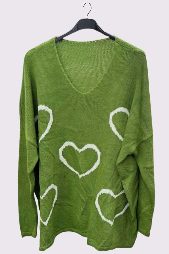 Heart Cluster Pattern Knitted Oversized Jumper