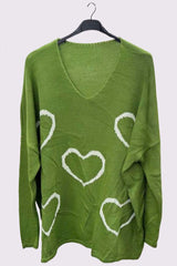 Heart Cluster Pattern Knitted Oversized Jumper