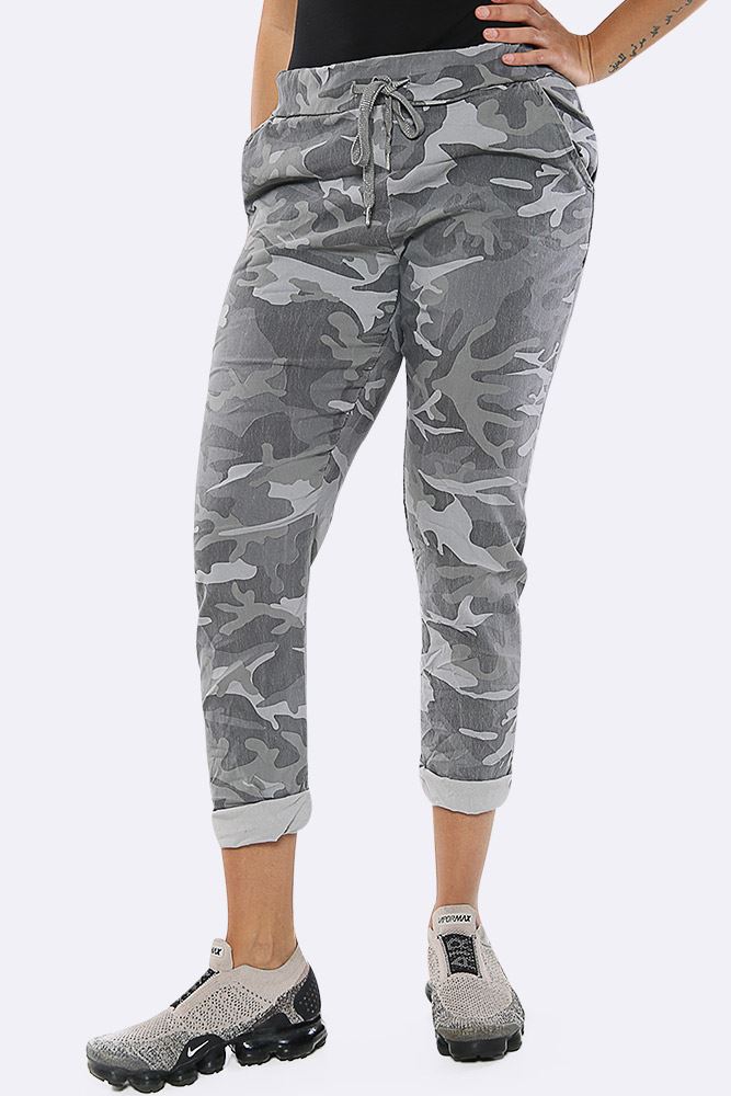 Camouflage Glitter Drawstring Trouser