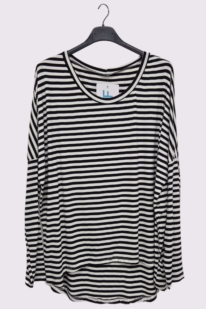 Stripe Print High Low Hem Top