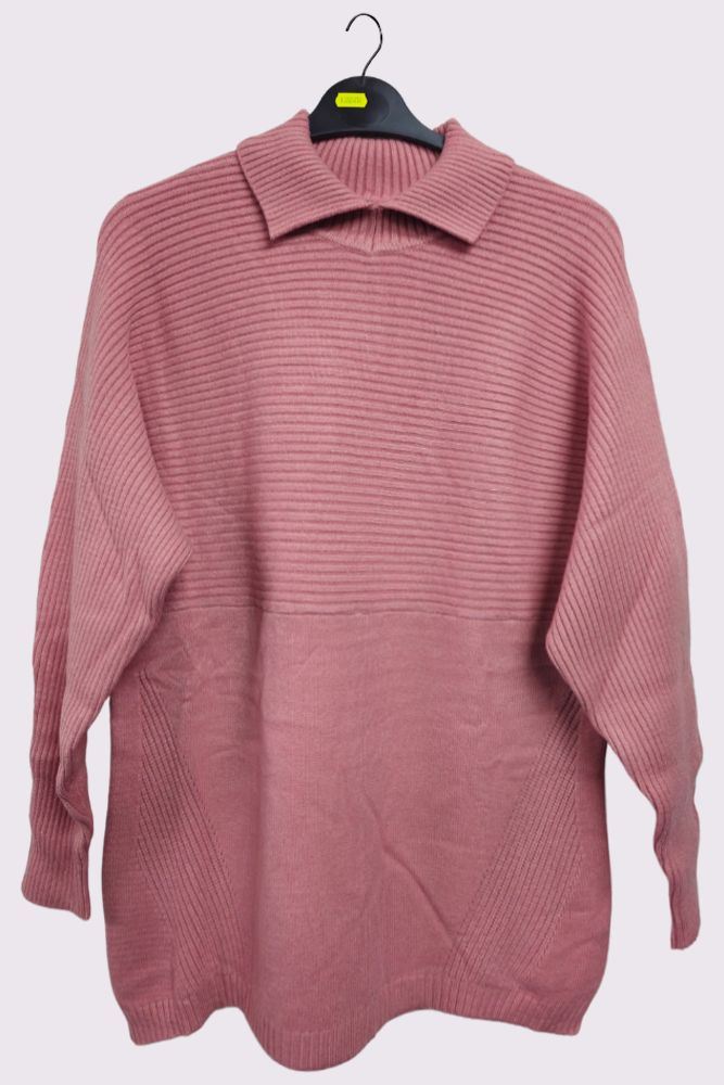 Plain Ribbed Collar Jumper