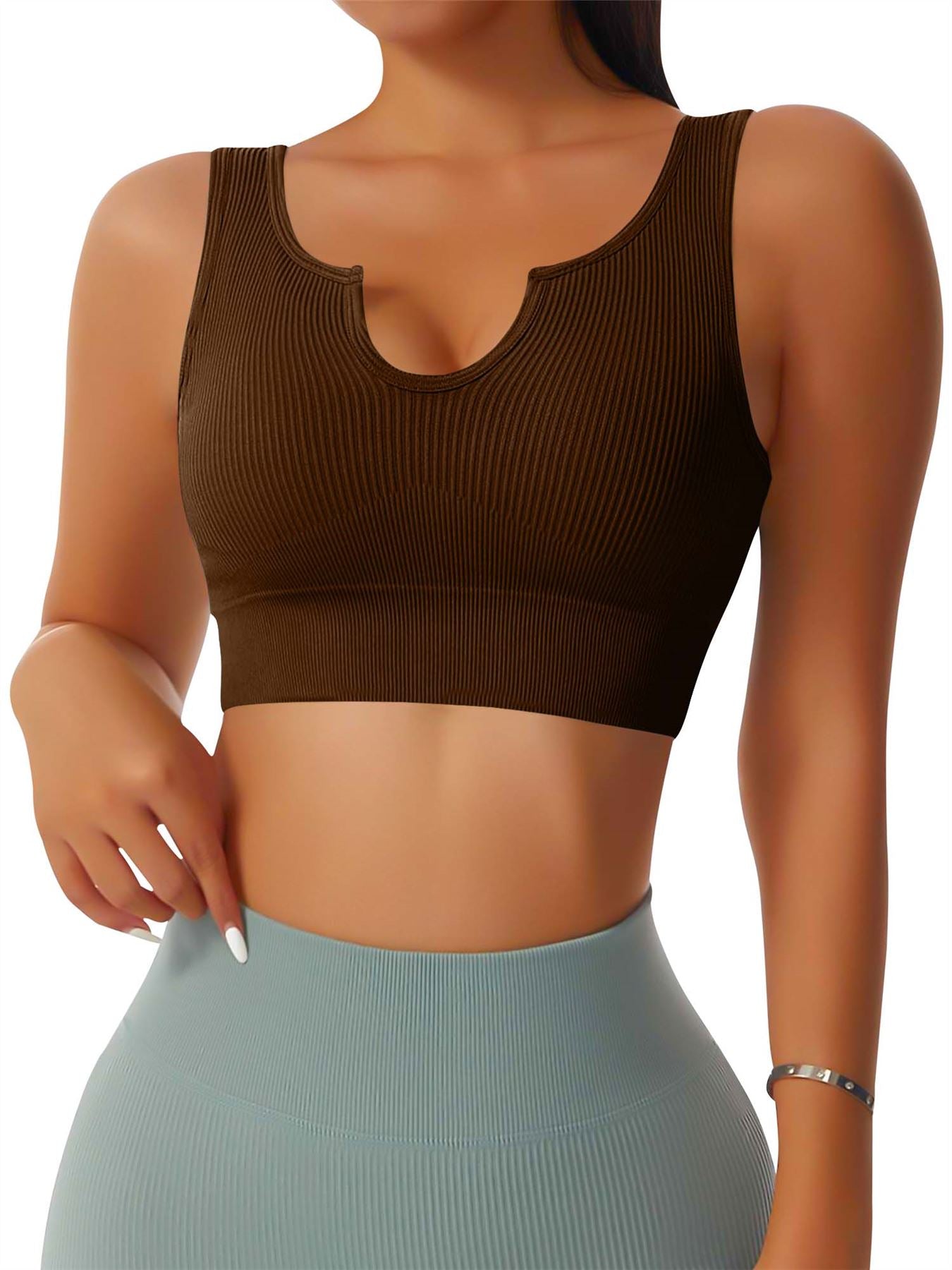 Plain Seamless Ribbed Gym Bra