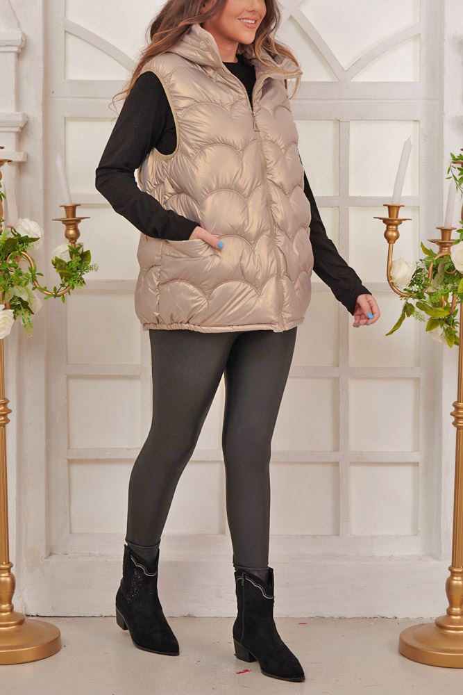 Plain Quilted Zip Up Padded Gilet