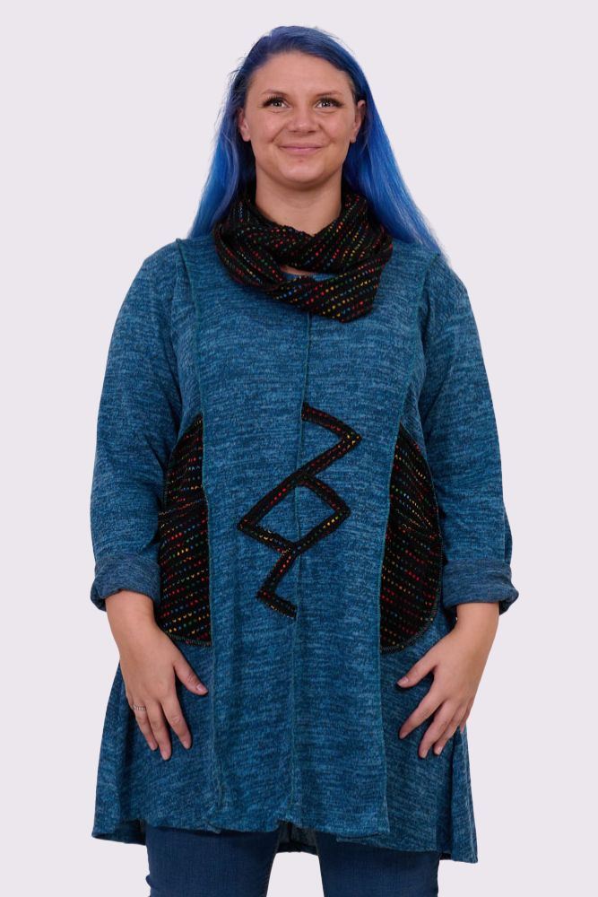 Multi-Colour Zig Zag Scarf Tunic Top