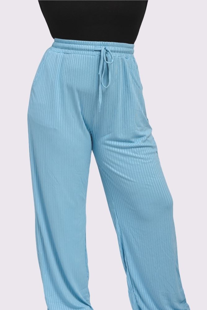 Plain Pleated Drawstring Waistband Trousers