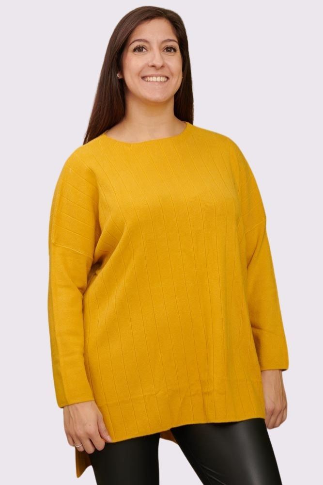 Plain Side Slit Dipped Hem Top