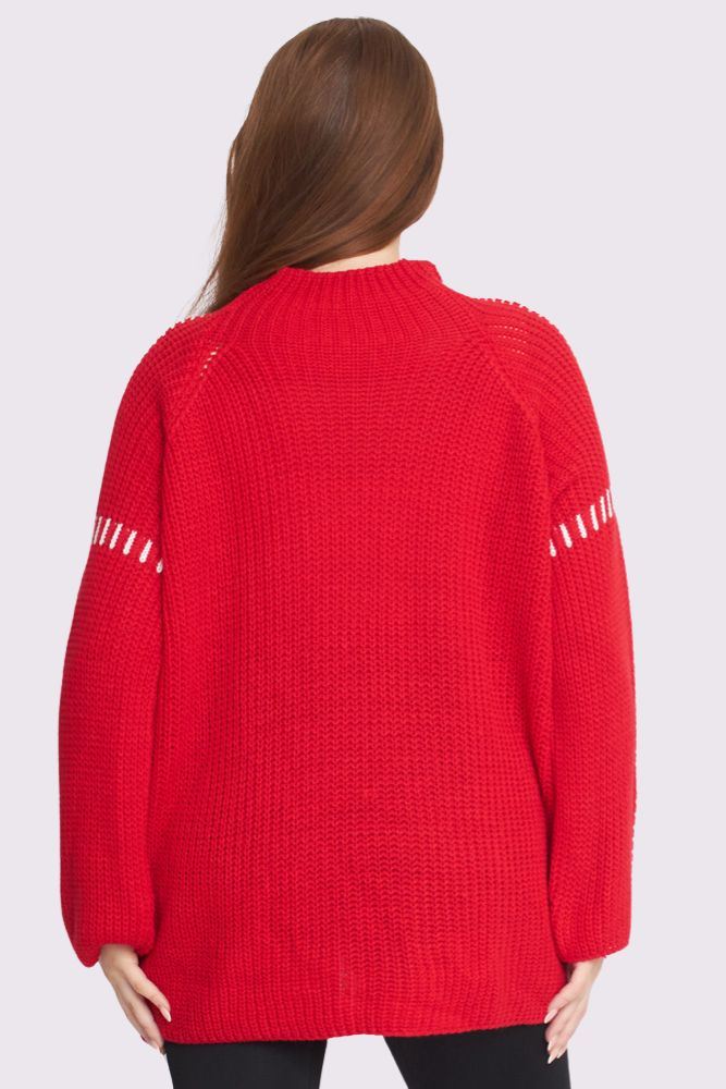 Shoulder Sleeve Stitch Design Knit Style Oversized Jumper