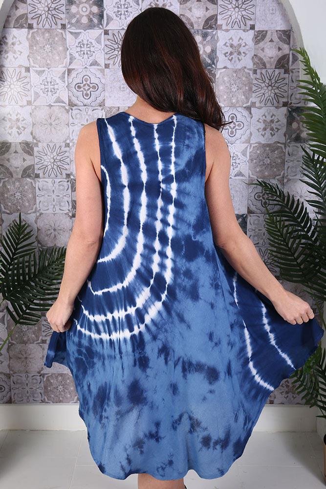 Tie Dye Print Umbrella Flared Dress