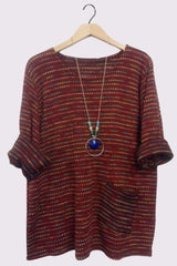 Multicolour Oversized Pockets Necklace Top
