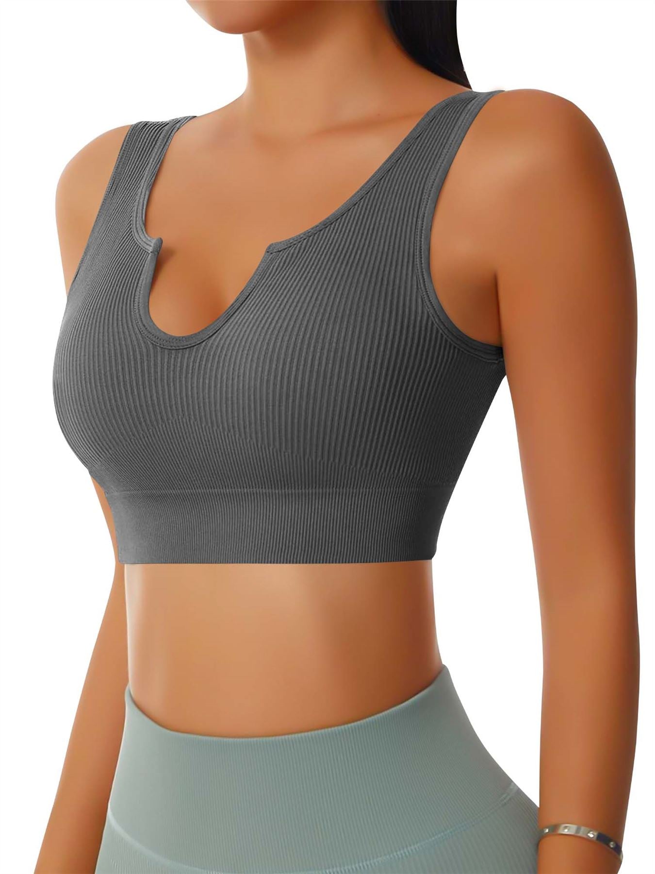 Plain Seamless Ribbed Gym Bra