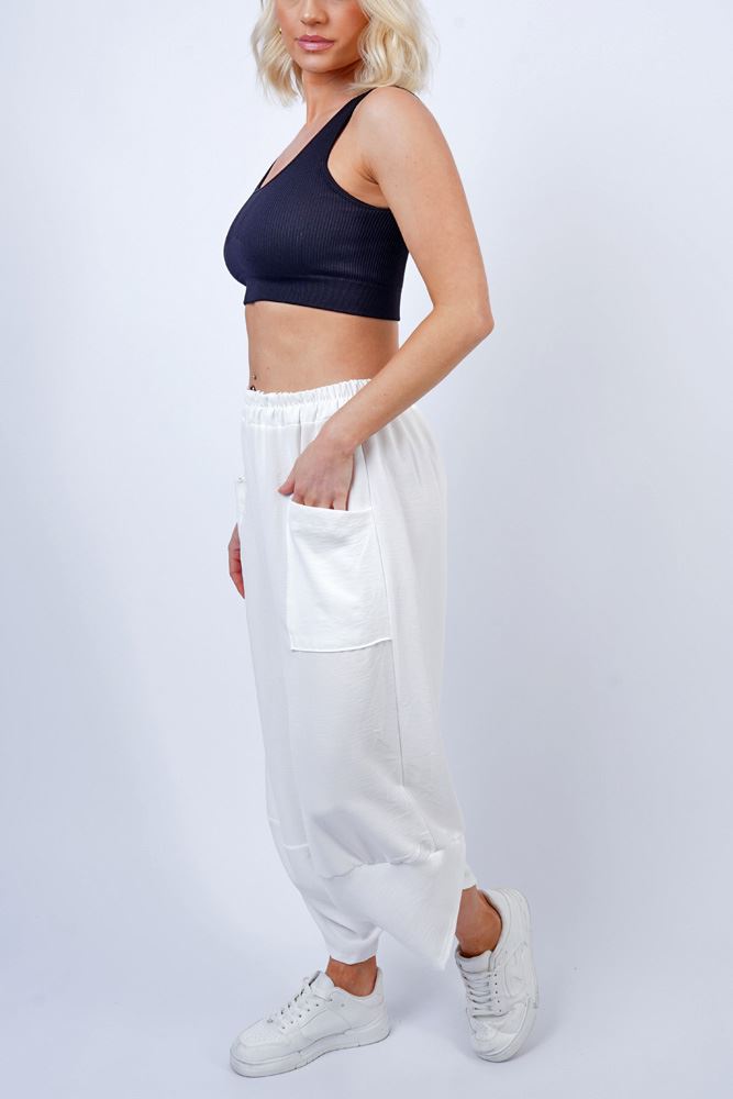 Plain Panelled Pockets Jogging Bottom