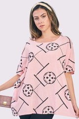 Embroidered Abstract Print Tunic Cotton Top