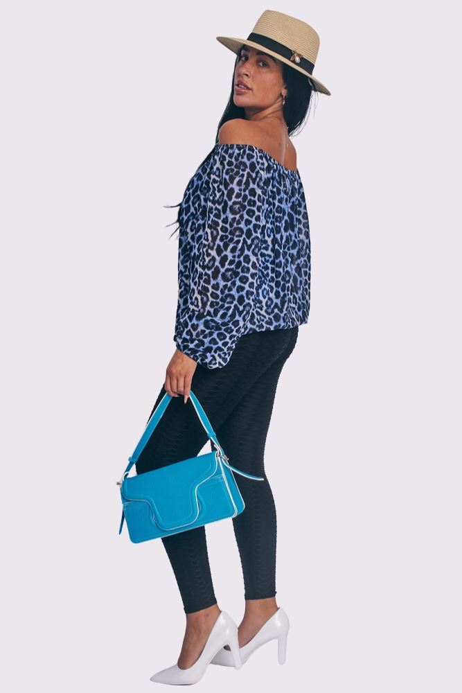 Leopard Oversized Drawstring Neckline Top