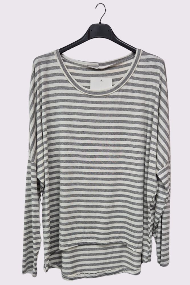 Stripe Print High Low Hem Top