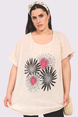 Dahlia Flower Print Cotton Top