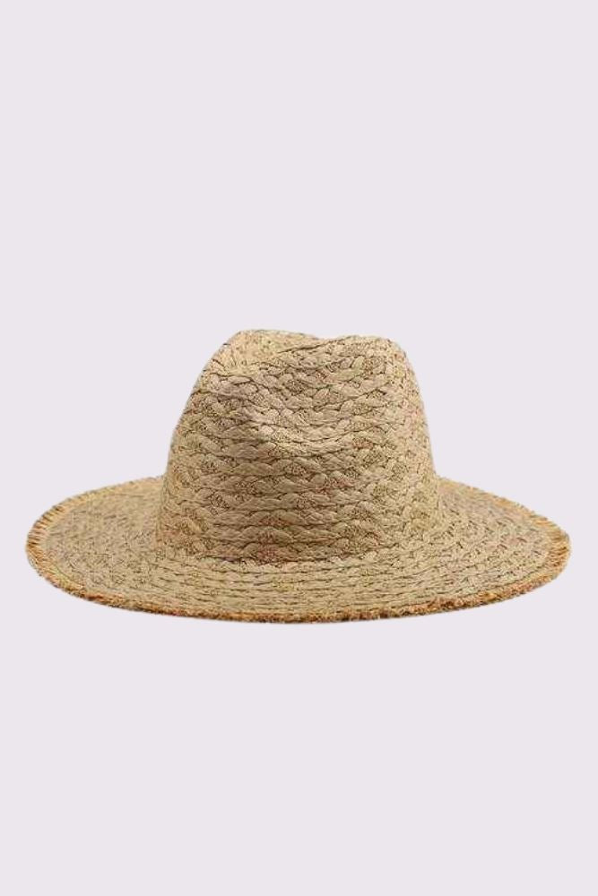 Wide Brim Straw Fedora Hat