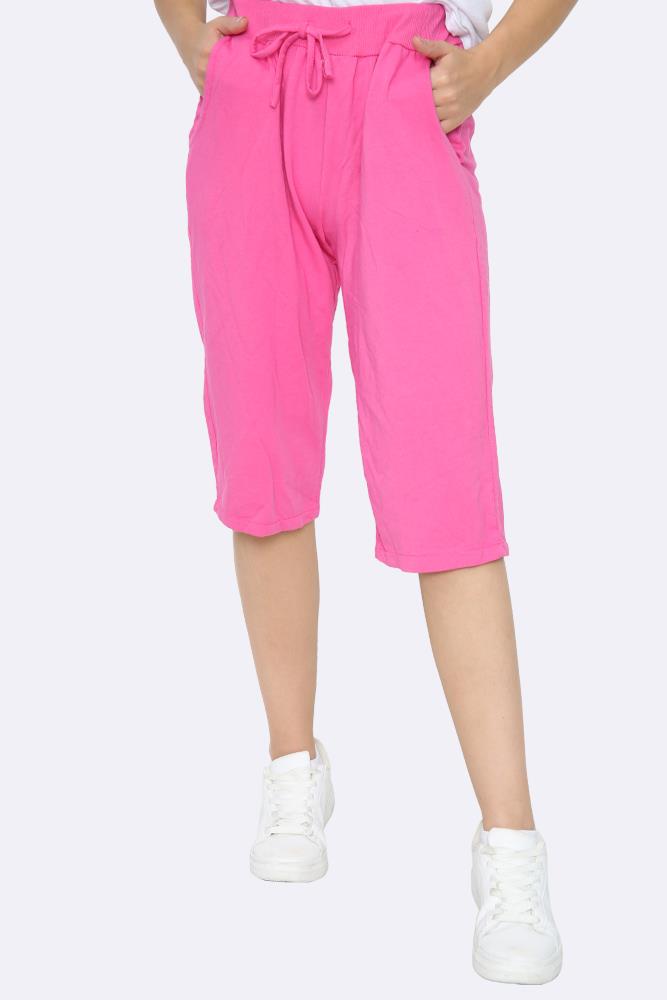 Plain Drawstring 3/4 Length Pocket Trousers