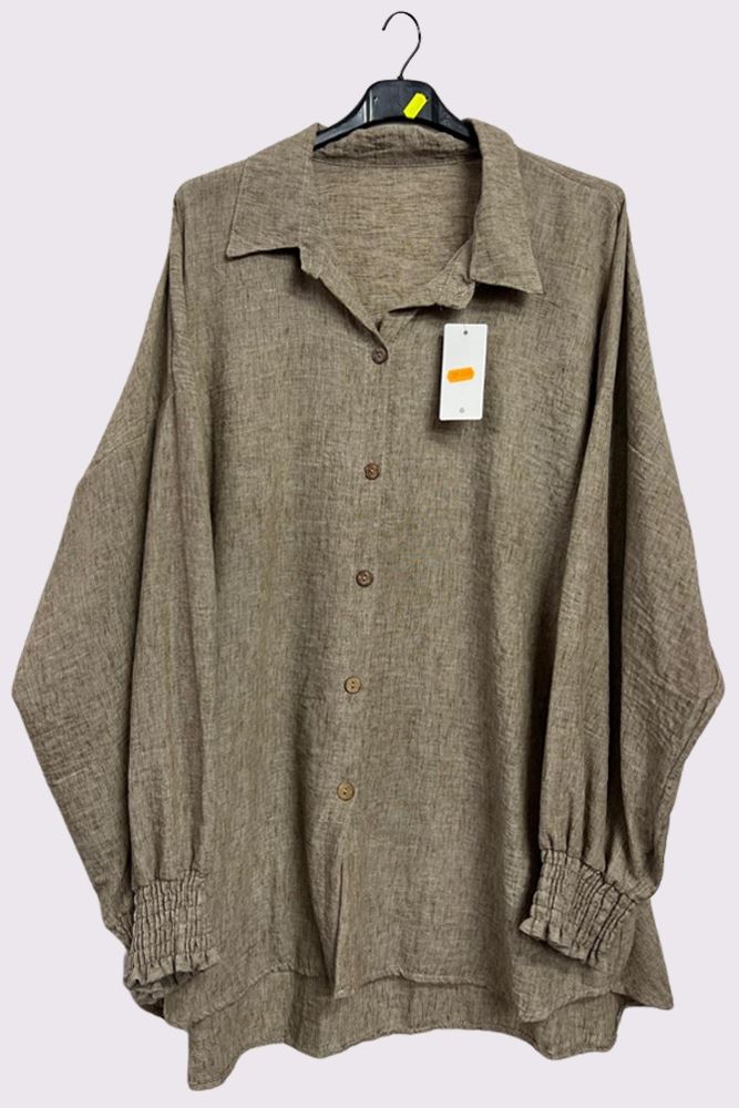 Plain Textured Button Closing Shirt