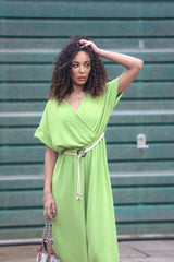 Plain Wrapover Belted Jumpsuit