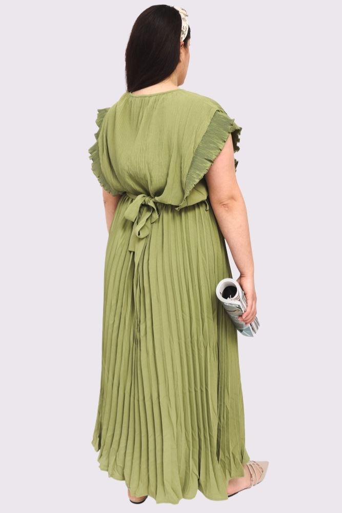 Plain Pleated Flared Dress