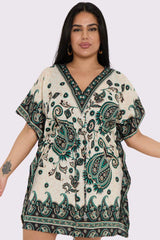 Paisley Print Drawstring Waist Kaftan